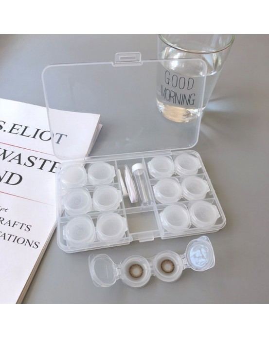  Transparent Contact lens holder box 12 grids/6pairs 
